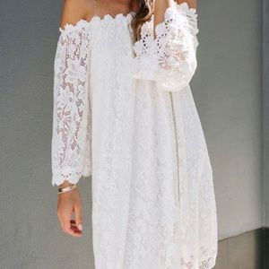 Lace “off-shoulder” dress